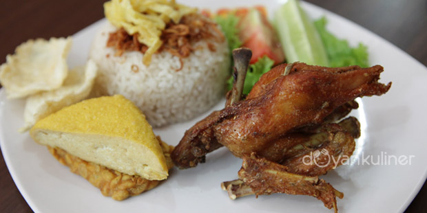 Paket C (Ayam Goreng, Tahu, Tempe, Sayur Asem, Nasi Uduk)